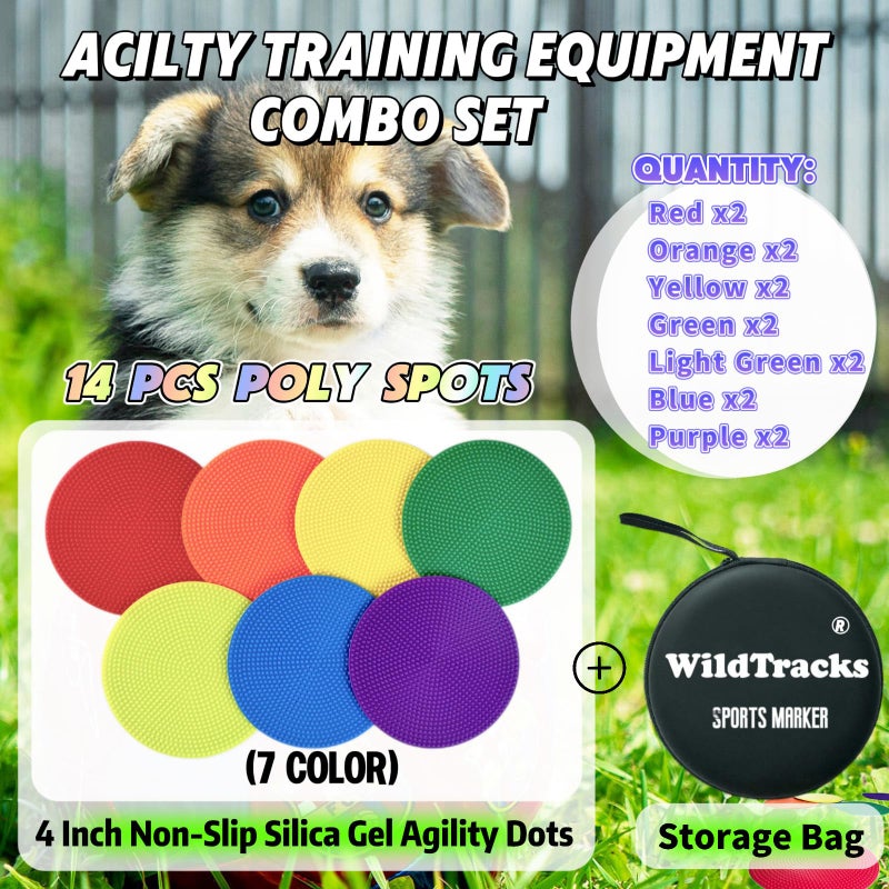 WildTracks 14 Pcs Football Spot Markers  Non-Slip Agility Flat Poly Spots  4 inch Floor Dots for Gym PE Equipment Rubber Circles Multiple Color Sports Markers(with Storage Package) - Image 5